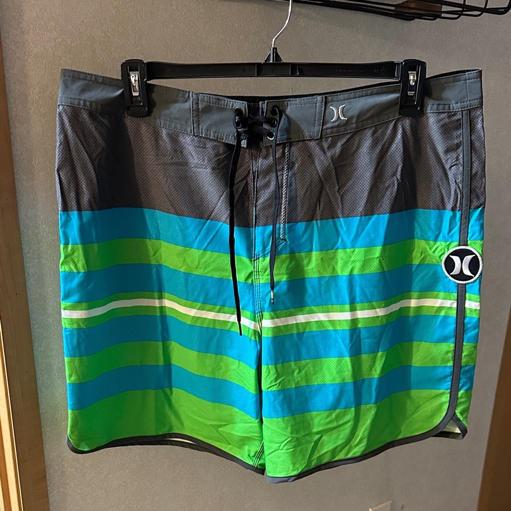 Hurley Men's Gray, Blue, and Green Phantom Board Shorts